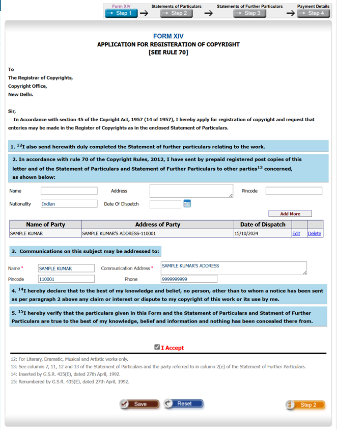 How to Copyright a Book in India application